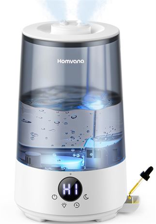 Homvana Top-Fill Humidifiers for Bedroom Home, 360° Cool Mist(3.6L,Silver)