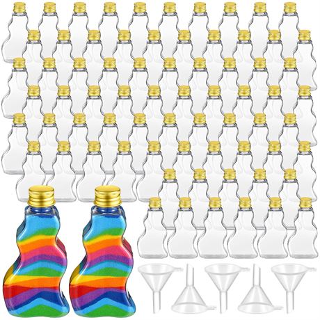 Nuenen 50 Pcs Sand Art Bottles with Funnels Wave Containers,Gold Lid