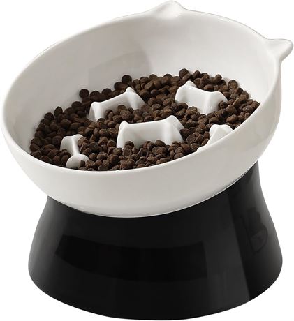 Bol surélevé incliné pour chat, anti-moustaches, 6 po
