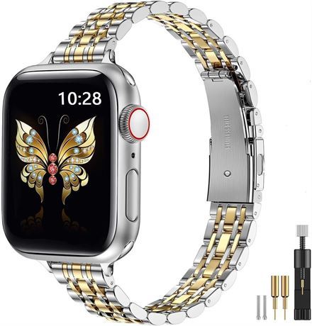 MioHHR Metal Band for Apple Watch 42-49mm Stainless Steel Silver/Gold – Bracelet