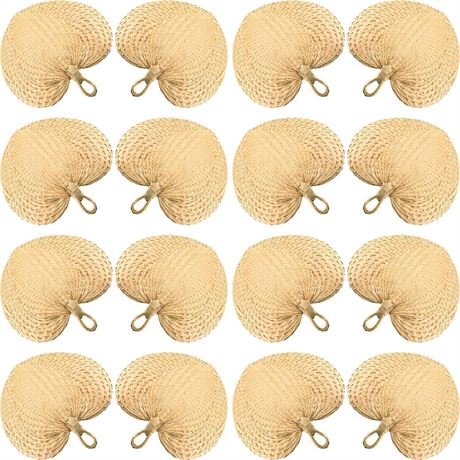 Chunful 15 Pcs Raffia Hand Fan Woven Natural for Wedding Summer Party