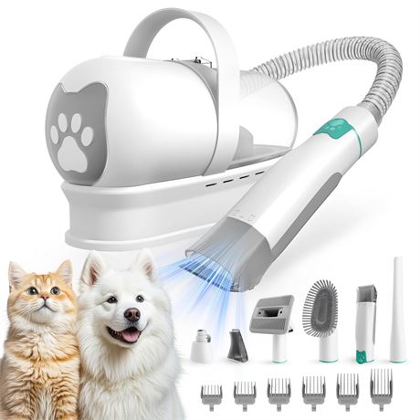8VR Dog Grooming Vacuum Kit with Clipper Nail Grinder and 6 Tools