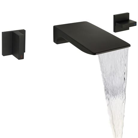 KAPHOME Waterfall Bathtub Faucet 2 Handles Wall Mounted