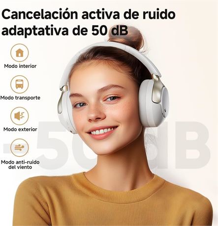 QCY H3 PRO Adaptive ANC Headphones, 50dB ANC, LDAC, 55h BT5.4, White