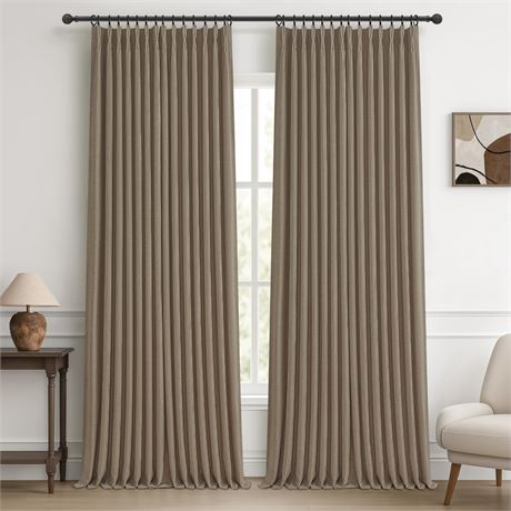 Memory Pinch Pleat Blackout Curtains 40x94 Linen 2-Panel Set