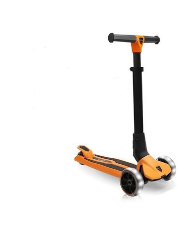 Hurtle 3-Wheel Foldable Kids Scooter With LED Wheel Lights - Orange - Orange