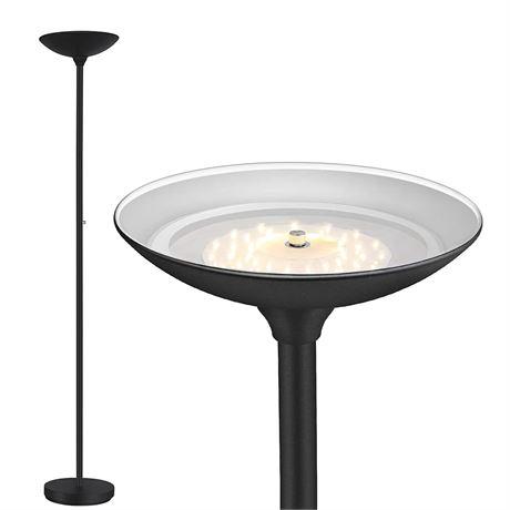 BoostArea Torchiere Floor Lamp, 30W LED, Dimmable, 3000K, 70 Inch, Black